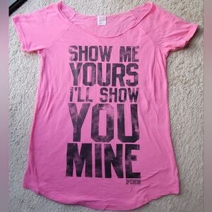 PINK Victoria's Secret Tee - Bold Pink with Black Print